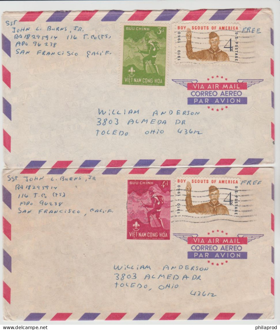 S.VIETNAM And USA  SCOUT  Mixed Frankling  On  12 MAY 1966  UNUSUAL  RARE - Lettres & Documents