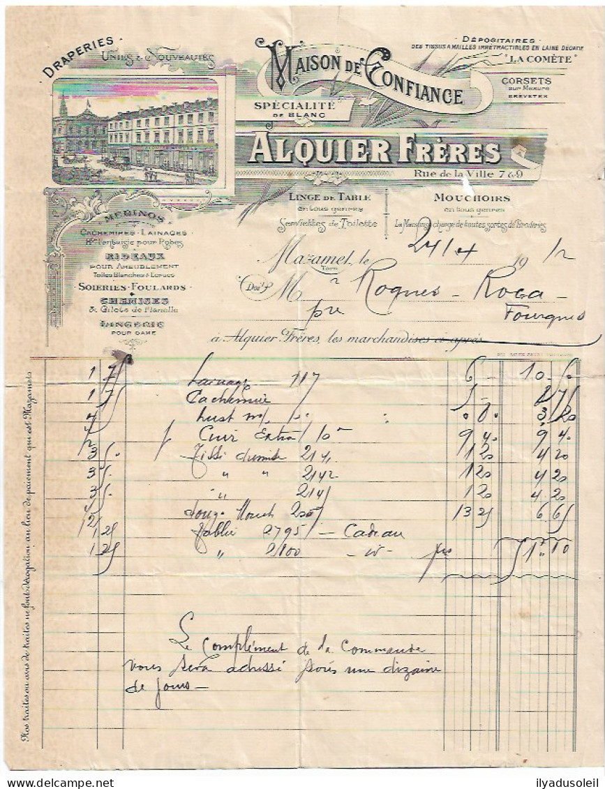81 Tarn Facture Alquier Freres Mazamet - 1900 – 1949