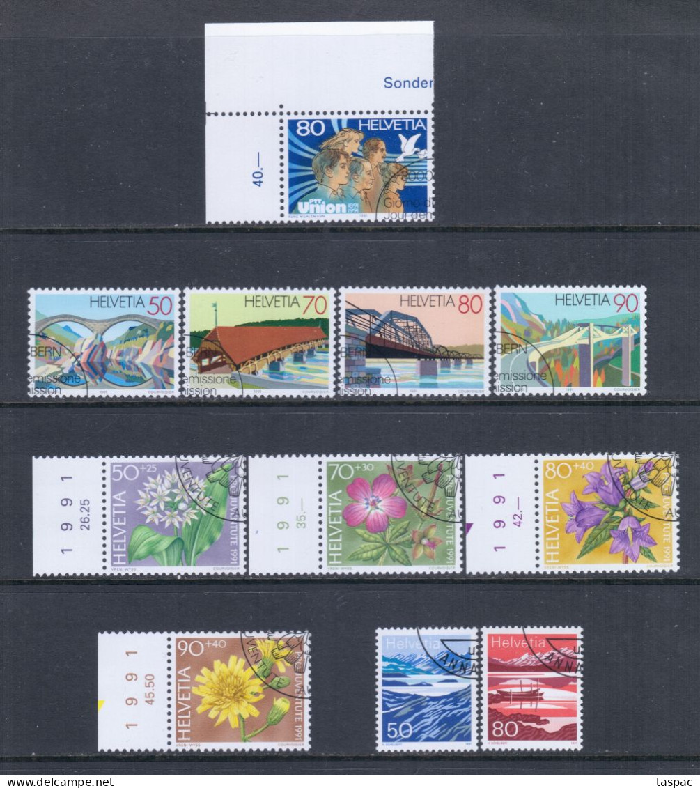 Switzerland 1991 Complete Year Set - Used (CTO) - 25 Stamps (please See Description) - Gebruikt