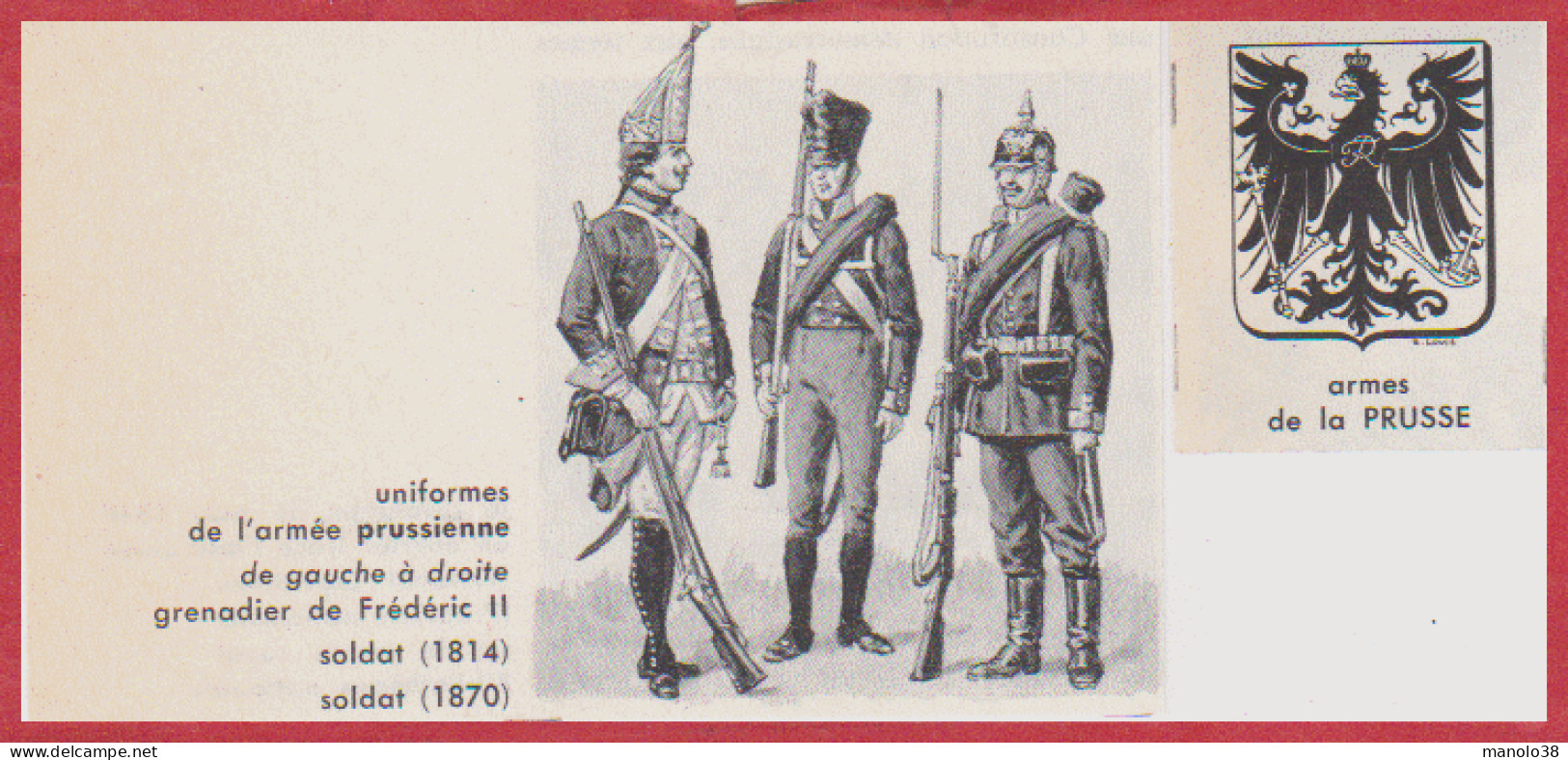 Uniformes De L'armée Prussienne. Grenadier De Frederic II, Soldats De 1814, 1870. Armes De La Prusse. Larousse 1960. - Documents Historiques