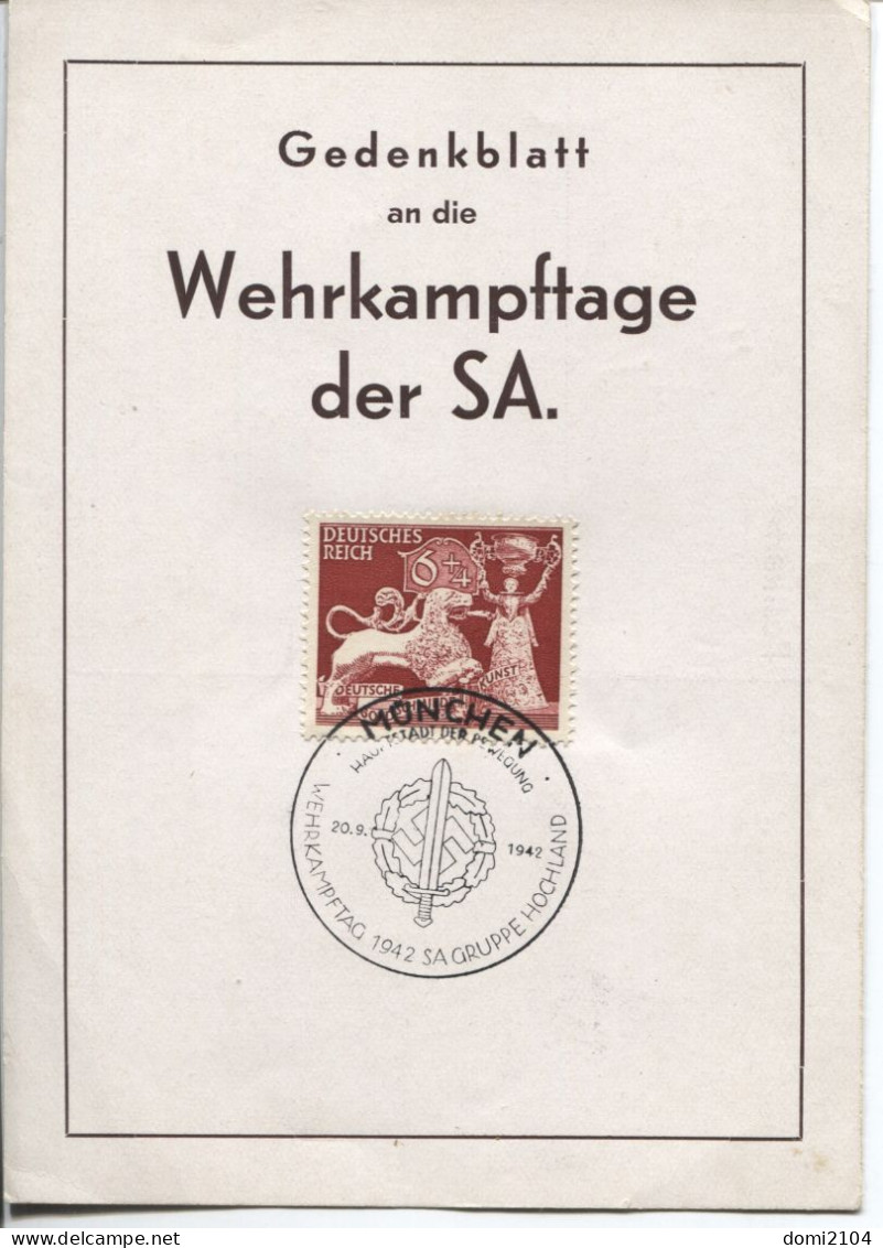 Deutsches Reich Sonderkarte Wehrkampftage Sonderstempel München 20.9.42 - Lettres & Documents