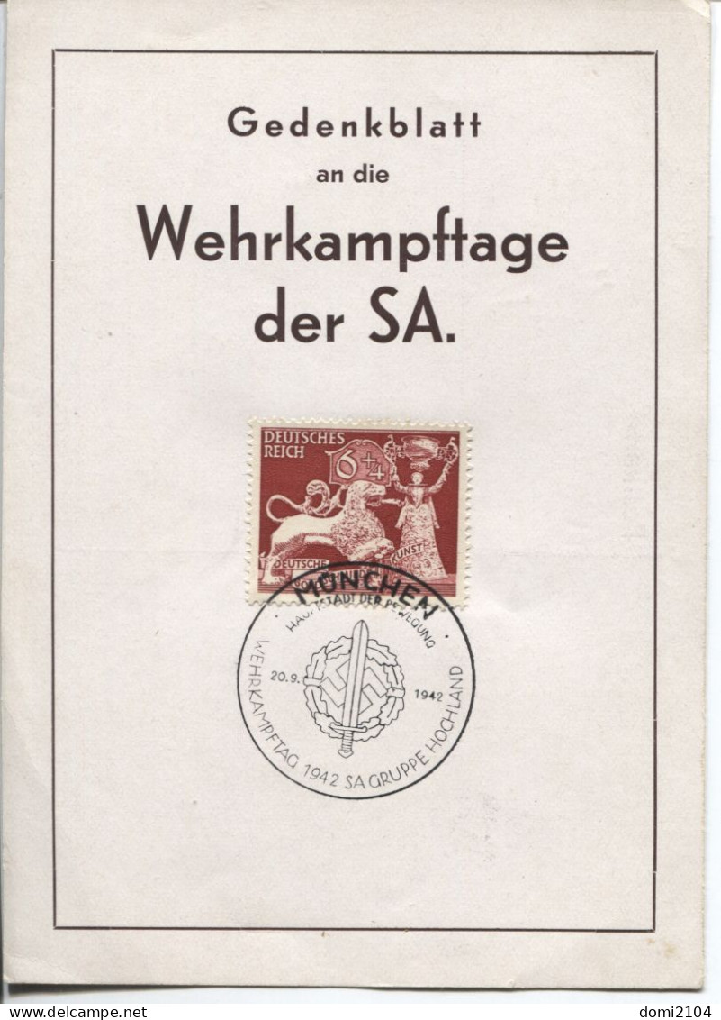 Deutsches Reich Sonderkarte Wehrkampftage Sonderstempel München 20.9.42 - Cartas & Documentos