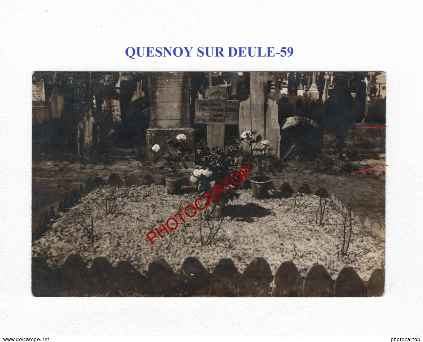 QUESNOY SUR DEULE-59-Cimetiere-Tombes-CARTE PHOTO Allemande-GUERRE 14-18-1 WK-MILITARIA- - Oorlogsbegraafplaatsen