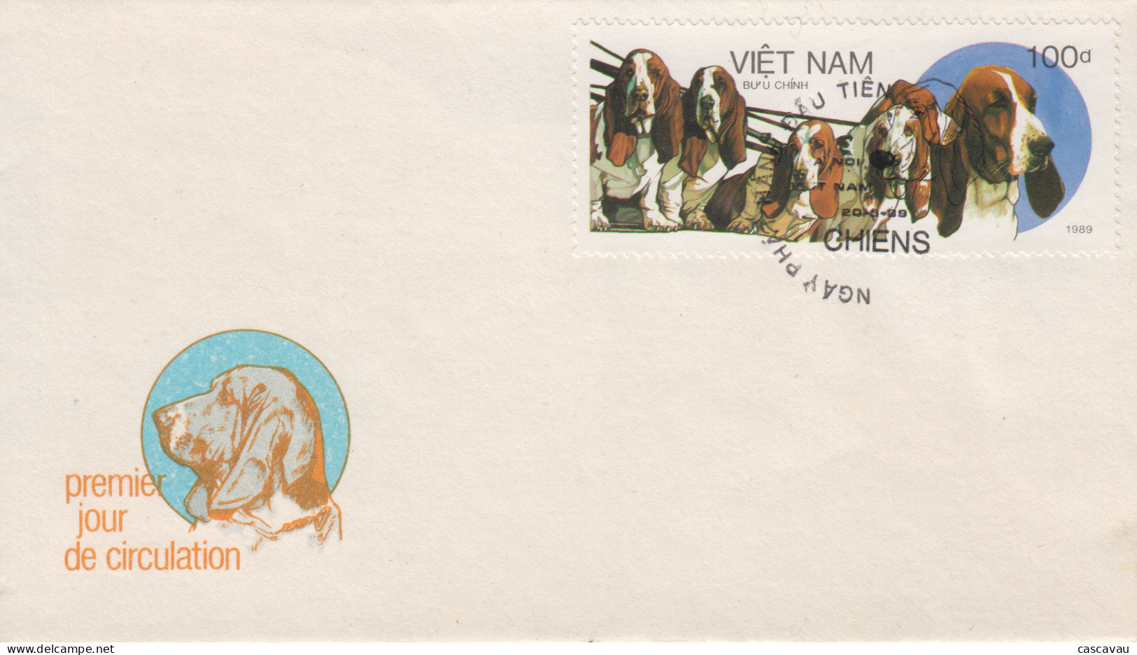 Enveloppe  FDC  1er  Jour    VIETNAM    Chiens   1989 - Dogs