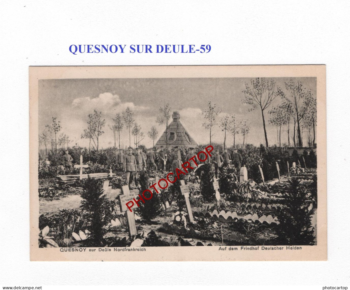 QUESNOY SUR DEULE-59-Cimetiere-Tombes-CARTE Imprimee Allemande-GUERRE 14-18-1 WK-MILITARIA- - War Cemeteries