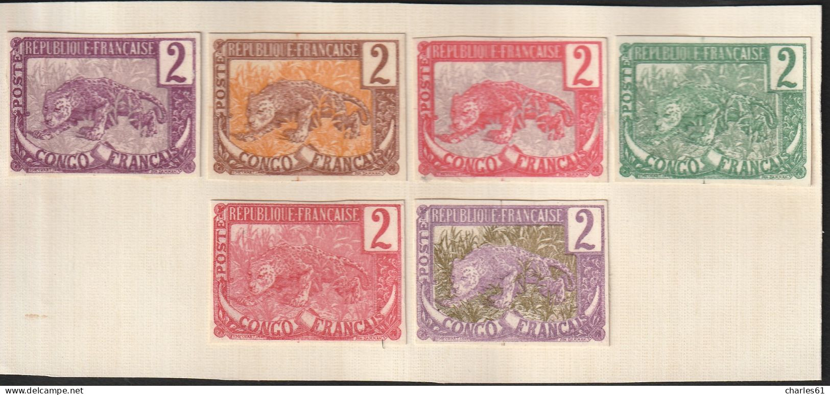 CONGO - 6 Epreuves Privées Sur Carton " Panthère " - Unused Stamps