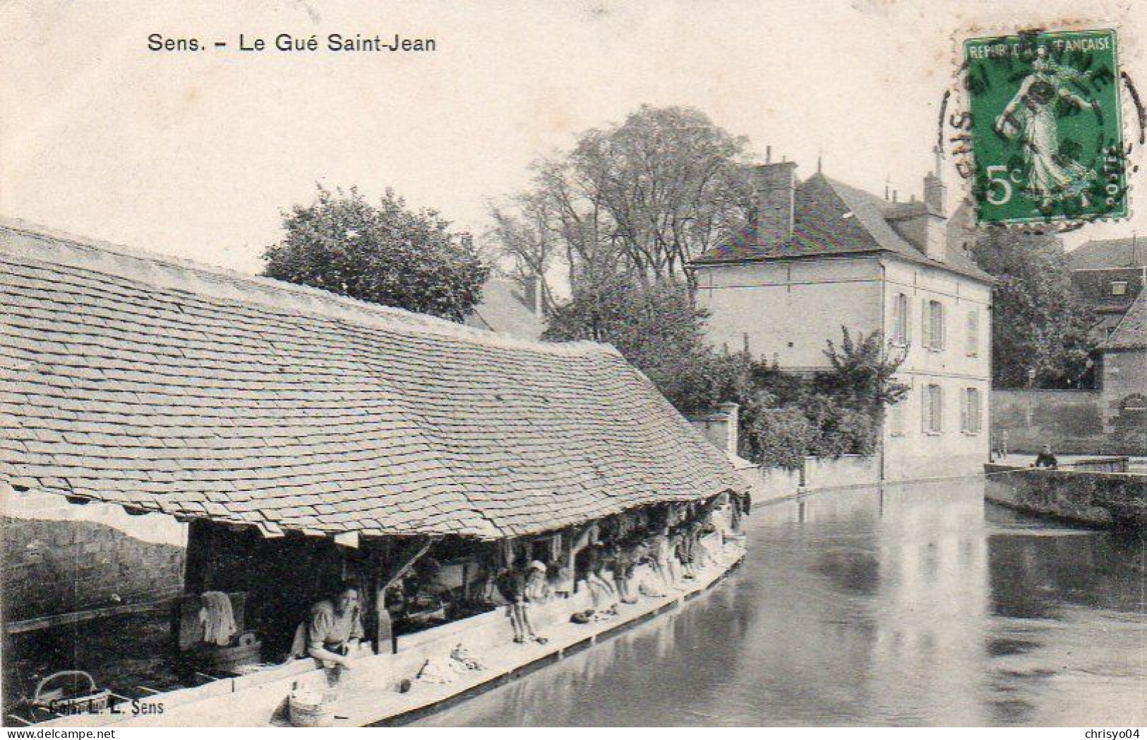 4V4Sb    89 Sens Le Gué St Jean Lavoir Lavandiéres (vue Pas Courante) - Sens