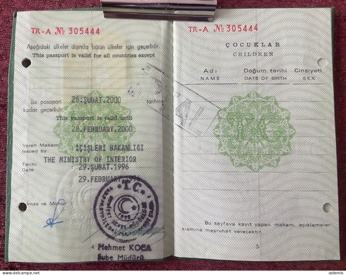 SPECIAL PASSPORT  PASSEPORT, 1996 ,USED - Collections