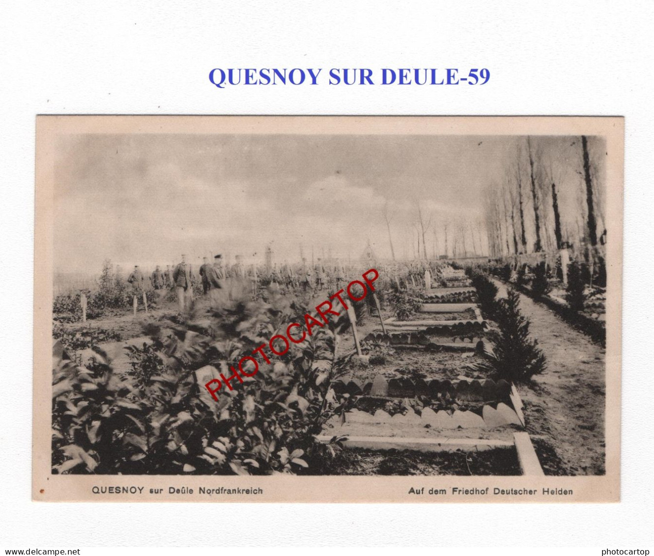 QUESNOY SUR DEULE-59-Cimetiere-Tombes-CARTE Imprimee Allemande-GUERRE 14-18-1 WK-MILITARIA- - Cementerios De Los Caídos De Guerra