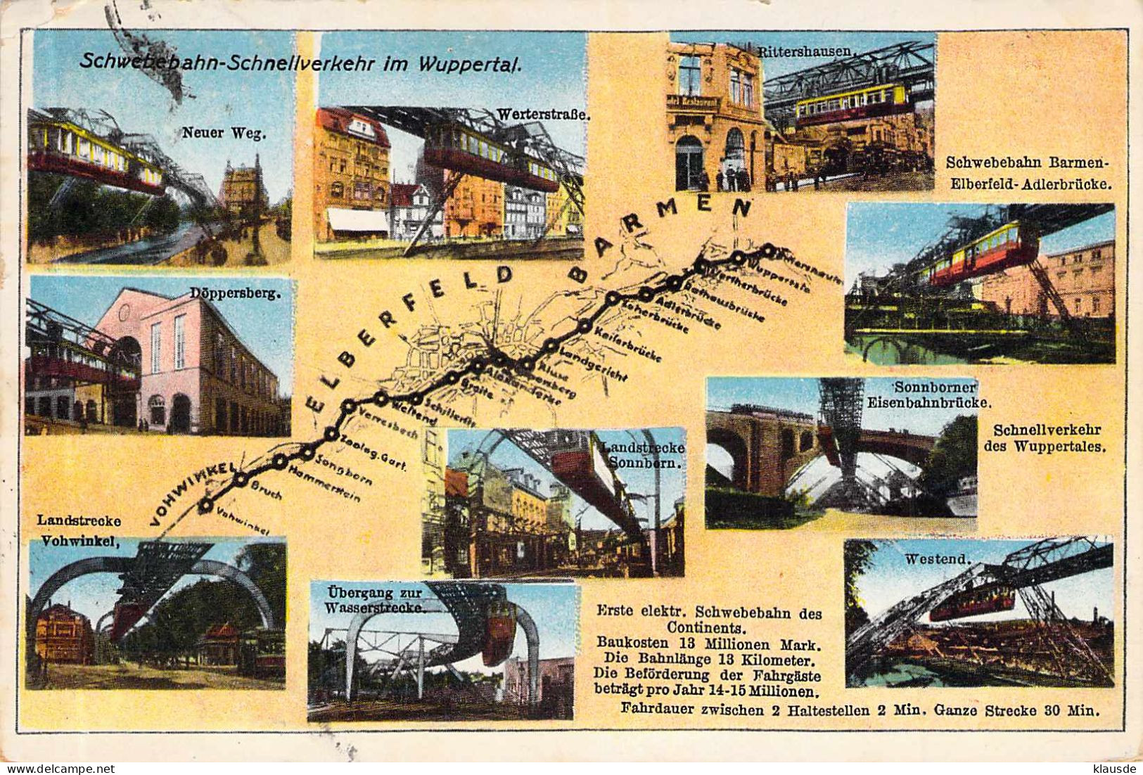 Schwebebahn-Schnellverkehr In Wuppertal - Mehrbild Gel.1926 - Wuppertal