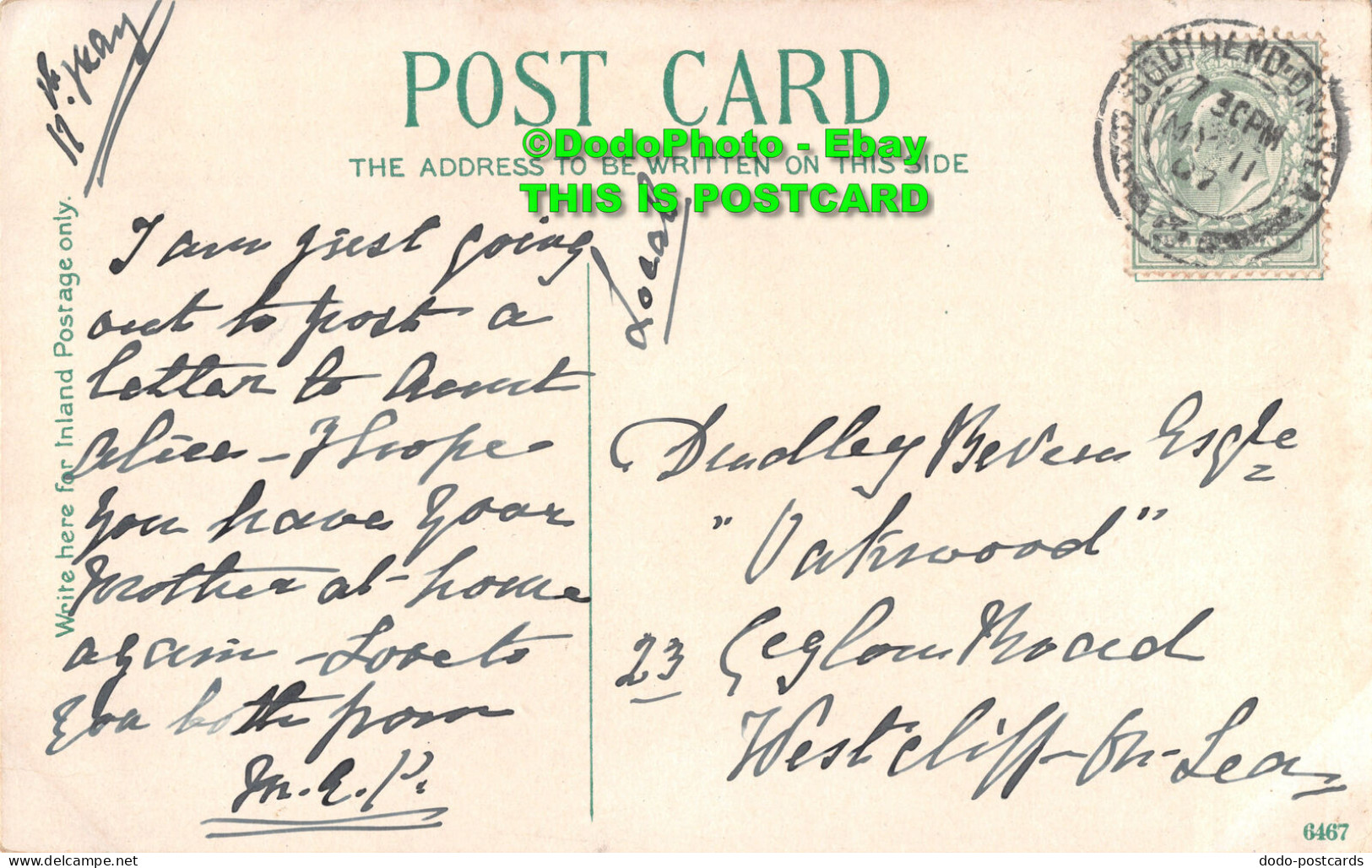 R353786 Southend On Sea. West Beach. Postcard. 1907 - Monde