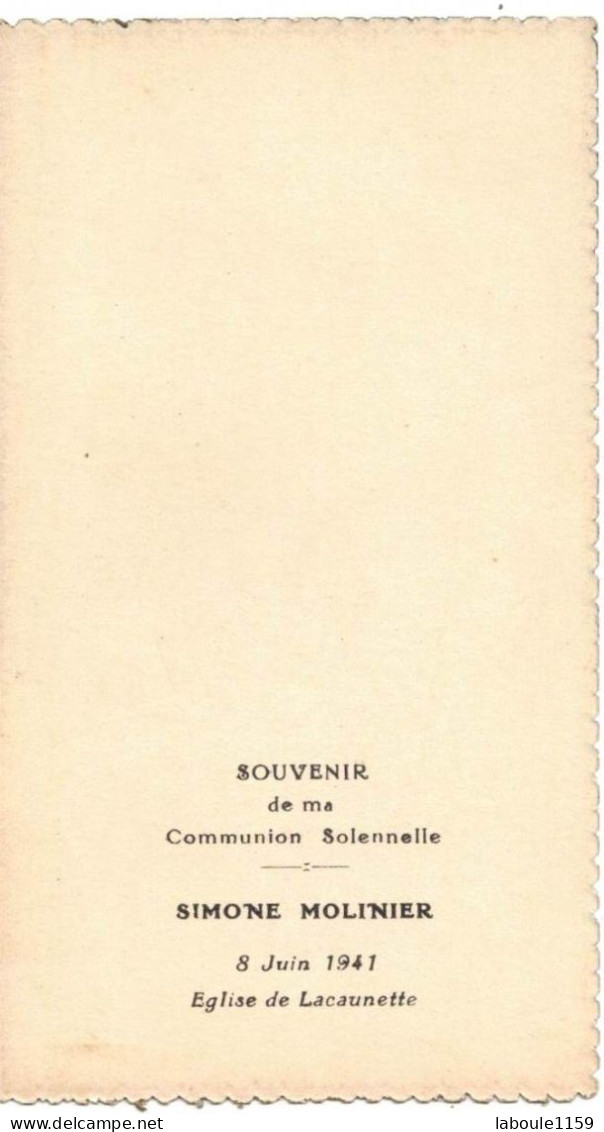 HERAULT LACAUNETTE SOUVENIR PIEUX COMMUNION EGLISE SIMONE MOLINIER IMAGE PIEUSE CHROMO HOLY CARD SANTINI - Devotion Images