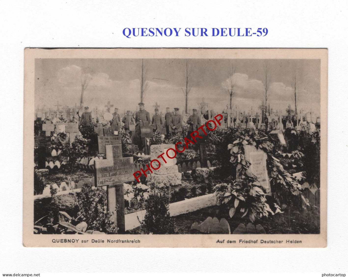 QUESNOY SUR DEULE-59-Cimetiere-Tombes-CARTE Imprimee Allemande-GUERRE 14-18-1 WK-MILITARIA-Feldpost - Cimetières Militaires