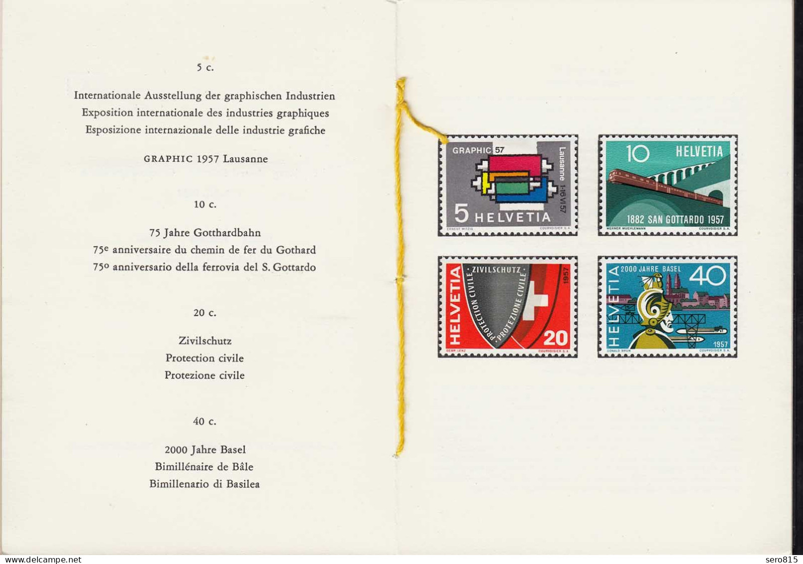 Schweiz  Folder Mit Mi. 637-640 Ungebraucht 1957   (23849 - Unused Stamps