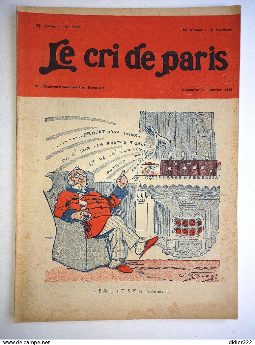 Le Cri De Paris Enfin La Tsf Se Modernise .1605 De 1 Janvier 1928  Appareil Poste De Radio - Zonder Classificatie