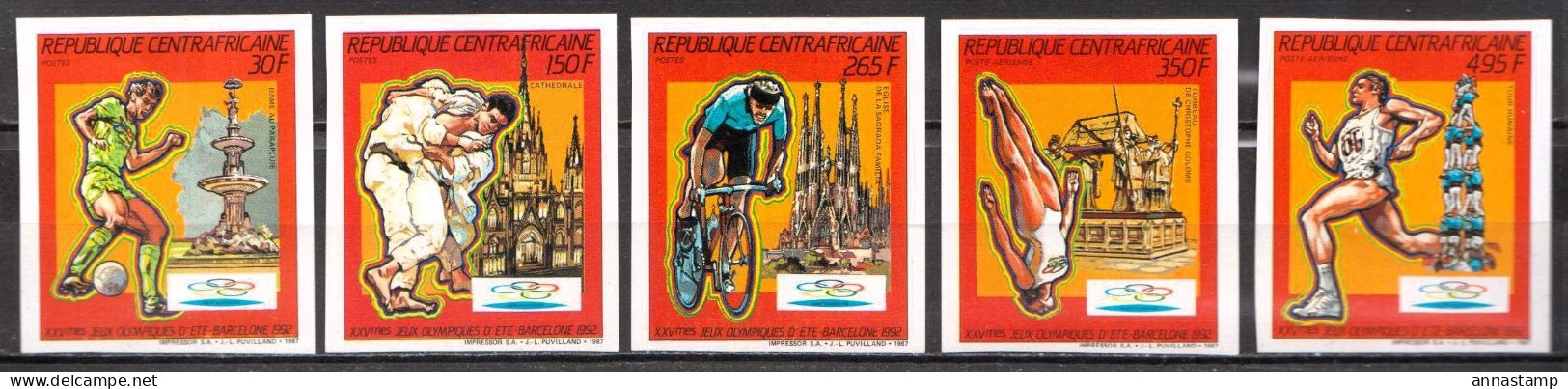 Central Africa MH Imperforated Set - Ete 1992: Barcelone