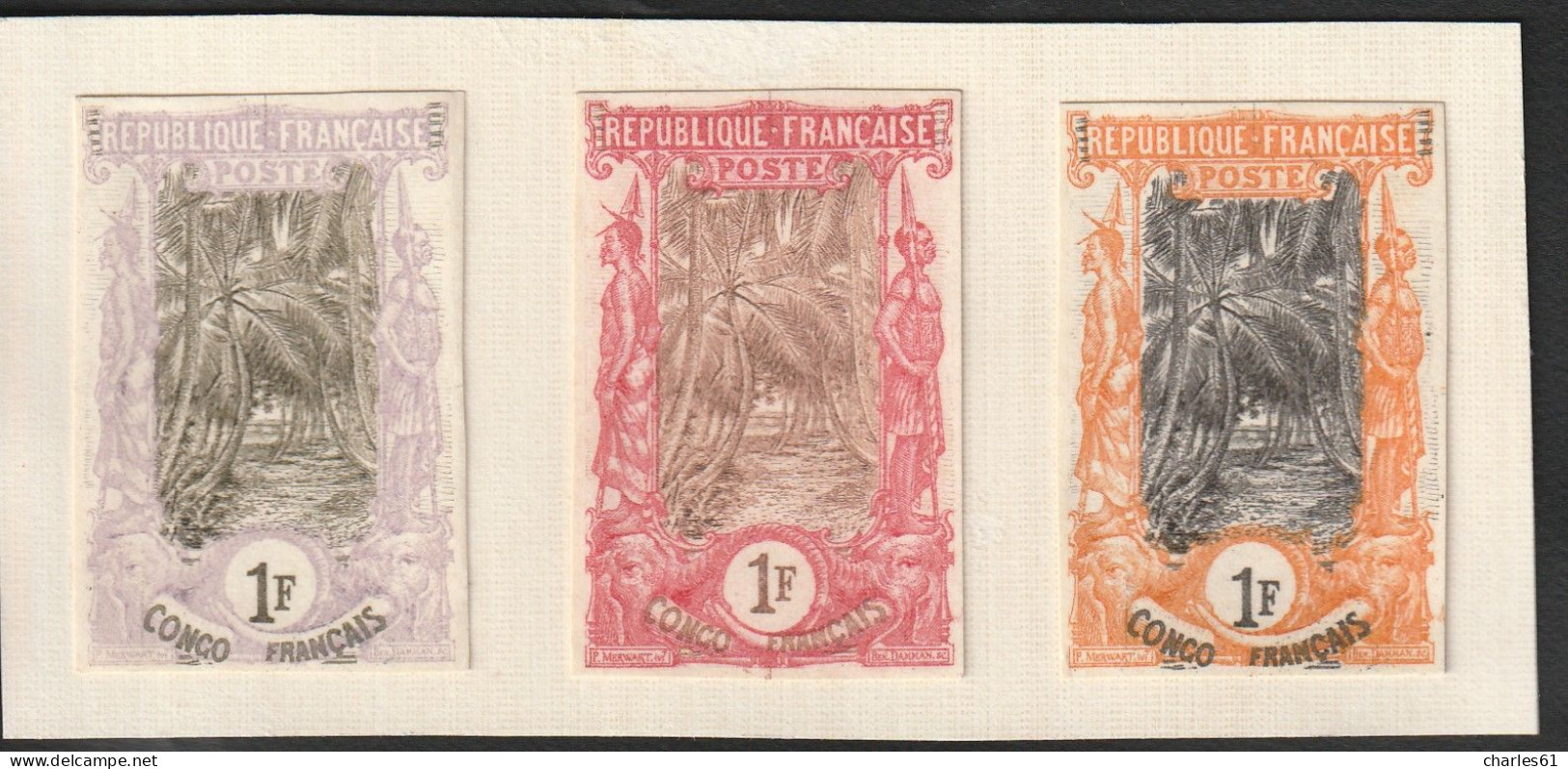 CONGO - 3 Epreuves Privées Sur Carton " Avenue Des Cocotiers " - Unused Stamps