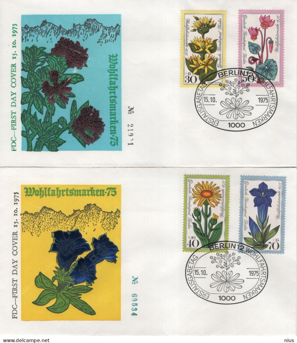 Germany Deutschland 1975 FDC Wohlfahrtsmarken Wohlfahrtsmarke, Blume Blumen Flower Flowers Flora, Canceled In Berlin - 1971-1980