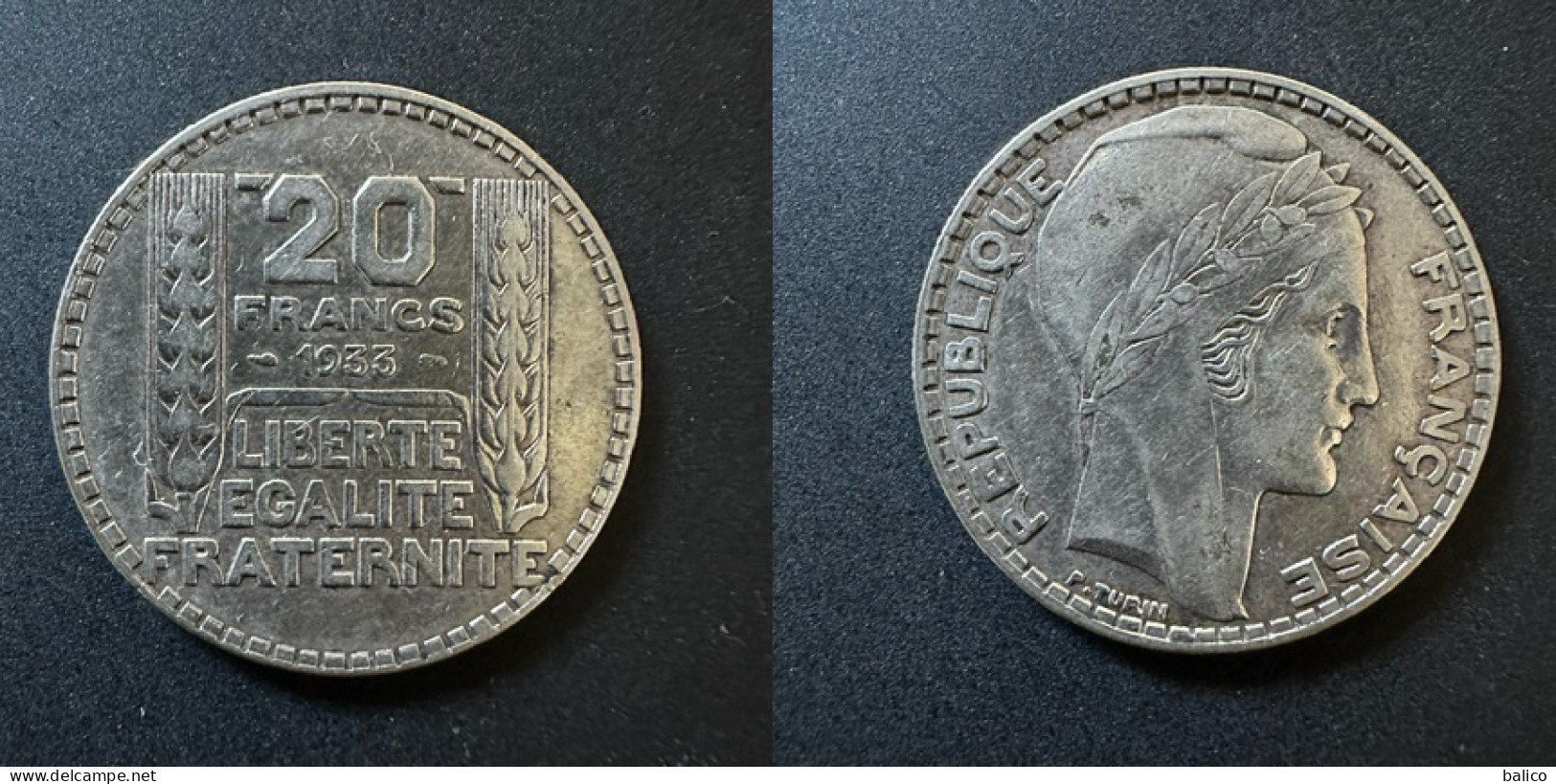 20 Francs Turin 1933 - Argent - Réf, P 06 - 20 Francs