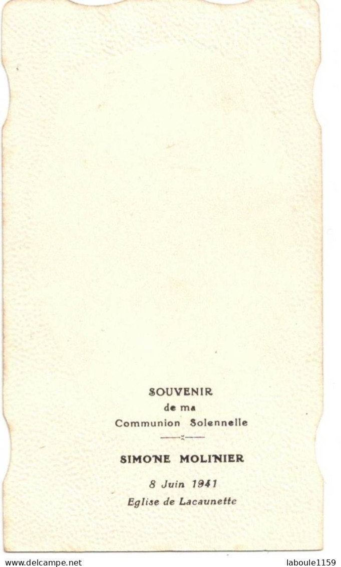 HERAULT LACAUNETTE SOUVENIR PIEUX COMMUNION EGLISE SIMONE MOLINIER L'EUCHARISTIE IMAGE PIEUSE CHROMO HOLY CARD SANTINI - Andachtsbilder