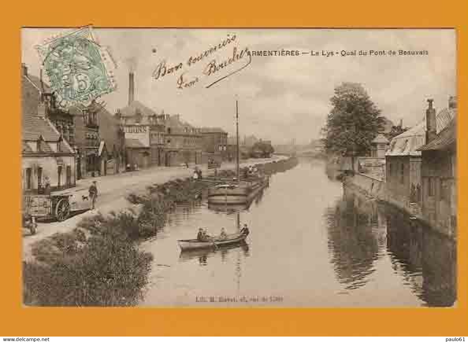 CPA :    ARMENTIERES La Lys Quai Du Pont De Beauvais (Peniche )           (Cote 67/2616) - Armentieres