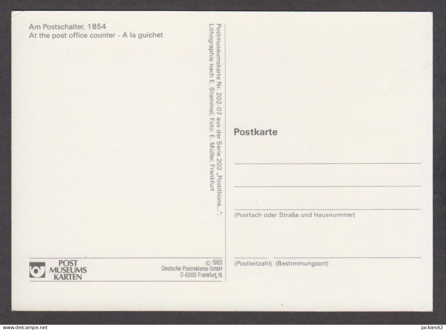 PS137/ E. STAMMEL, *Am Postchalter, 1854*, Francfort, Museum Für Kommunikation - Peintures & Tableaux
