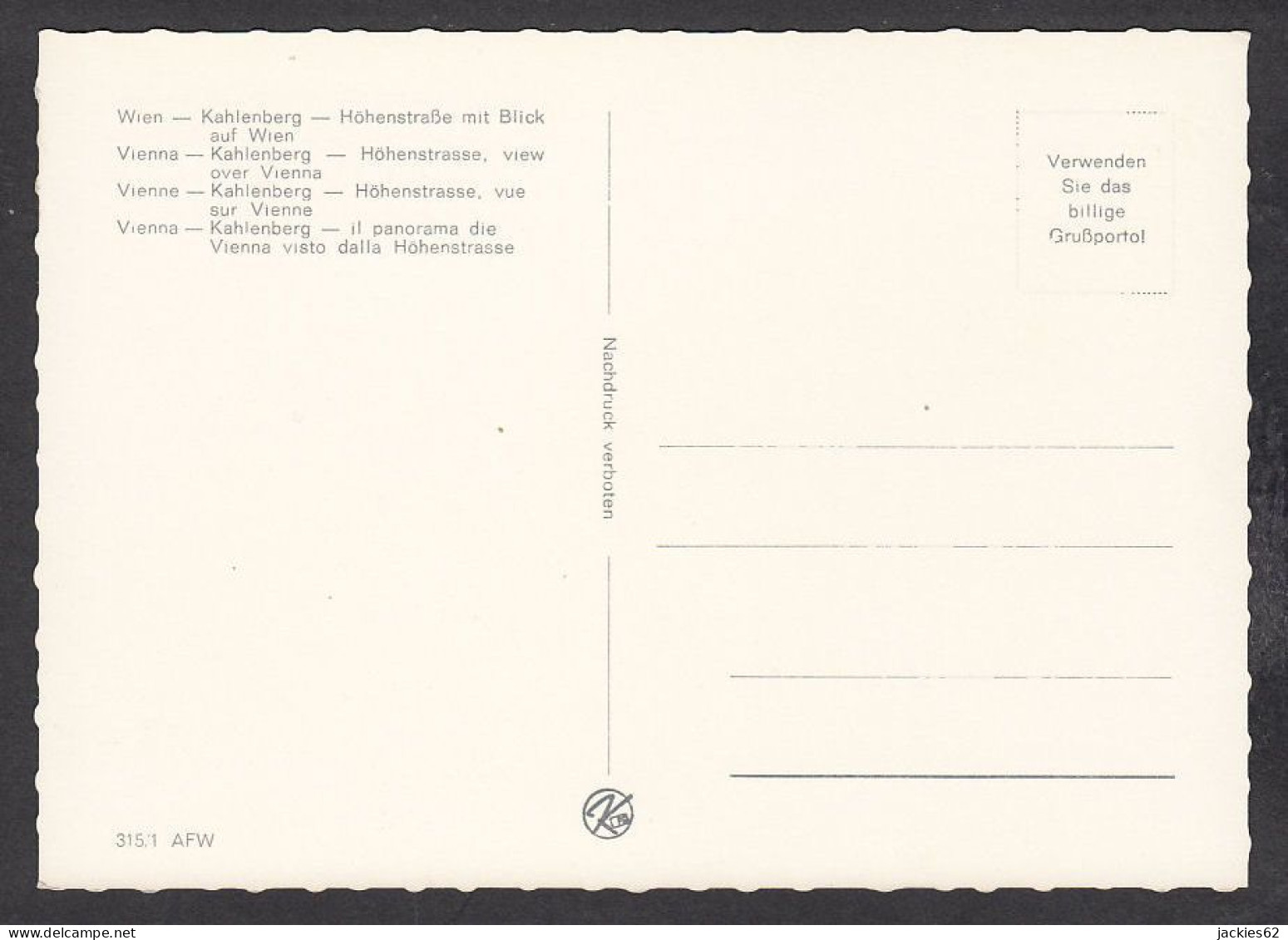 108008/ WIEN, Kahlenberg, Höhenstrasse Mit Blick Auf Wien - Autres & Non Classés