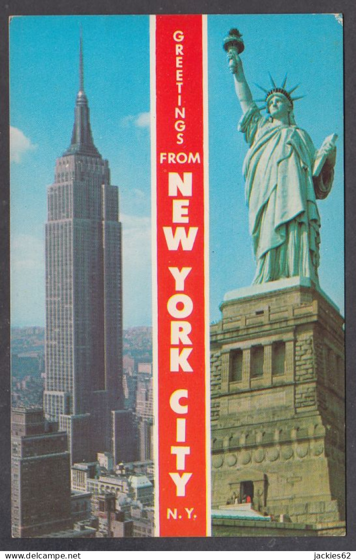 127673/ NEW YORK CITY, Empire State Building And Statue Of Liberty - Mehransichten, Panoramakarten