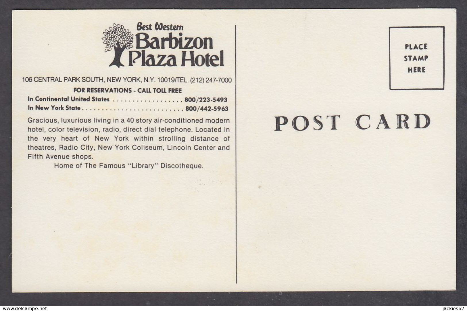 115137/ NEW YORK CITY, The Barbizon-Plaza Hotel, Central Park South - Cafés, Hôtels & Restaurants