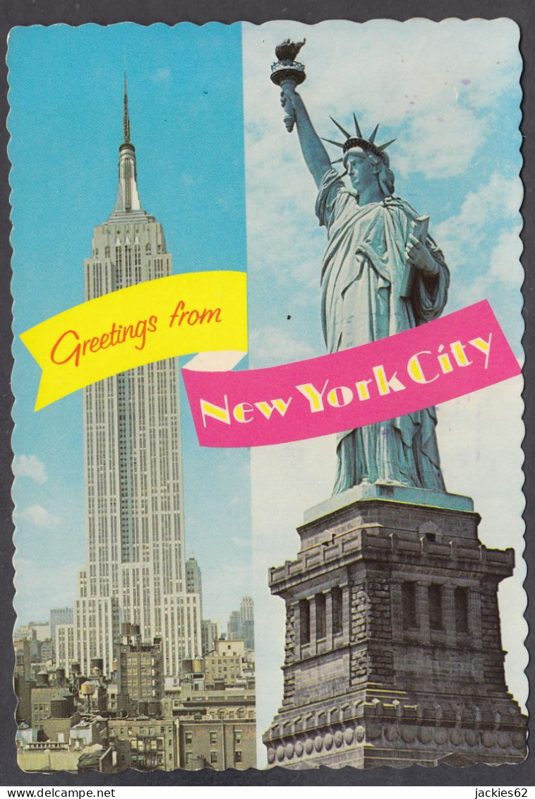 115130/ NEW YORK CITY, Empire State Building And Statue Of Liberty - Mehransichten, Panoramakarten