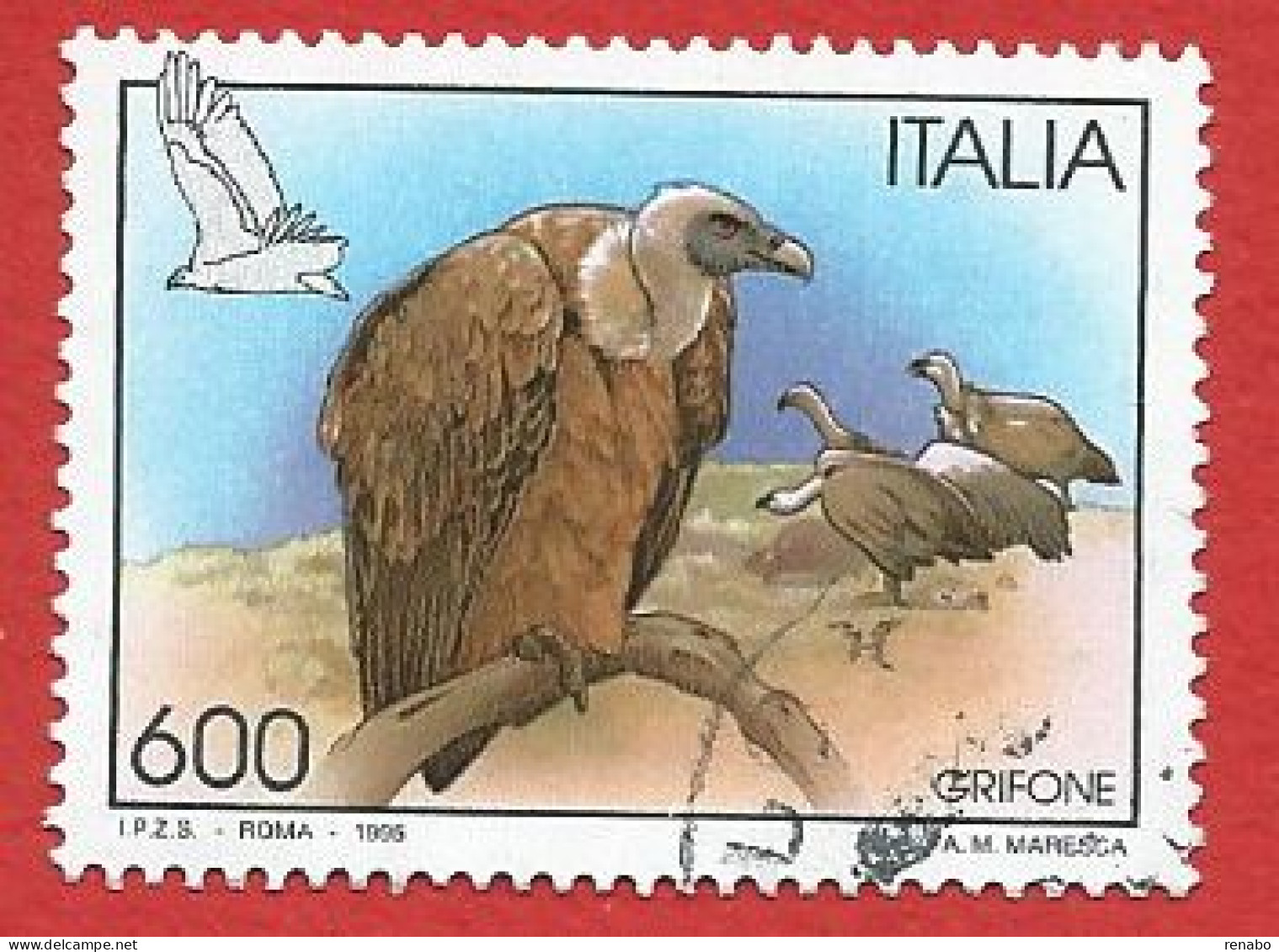 Italia 1995; Uccelli : Grifone . Usato - 1991-00: Gebraucht