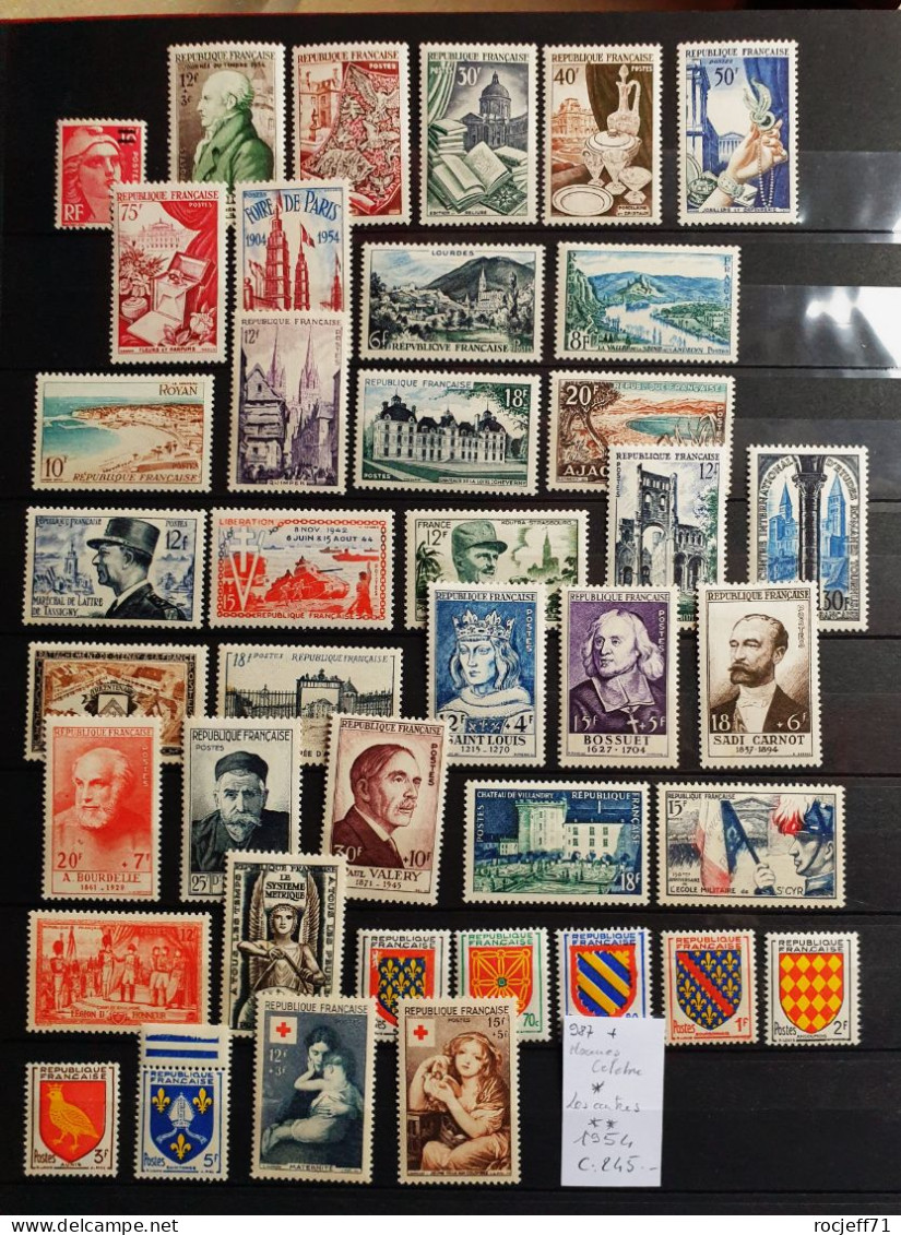 05 - 24 - France - 1954 - Année Complète ** - MNH - N° 987 + Série Hommes Célèbres * - MH  - Cote : 245 Euros - Unused Stamps