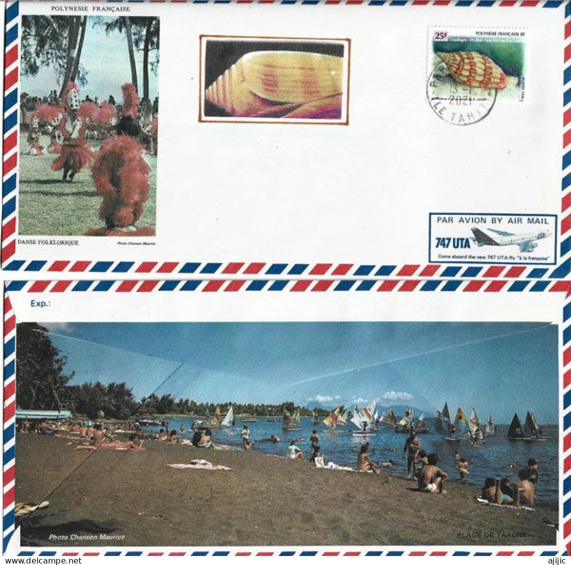 Vexillum Roseotinctum,  Escargot De Mer De Polynésie, Oblitération Papeete,lettre Illustrée Plage De Taaone (Tahiti) - Coneshells
