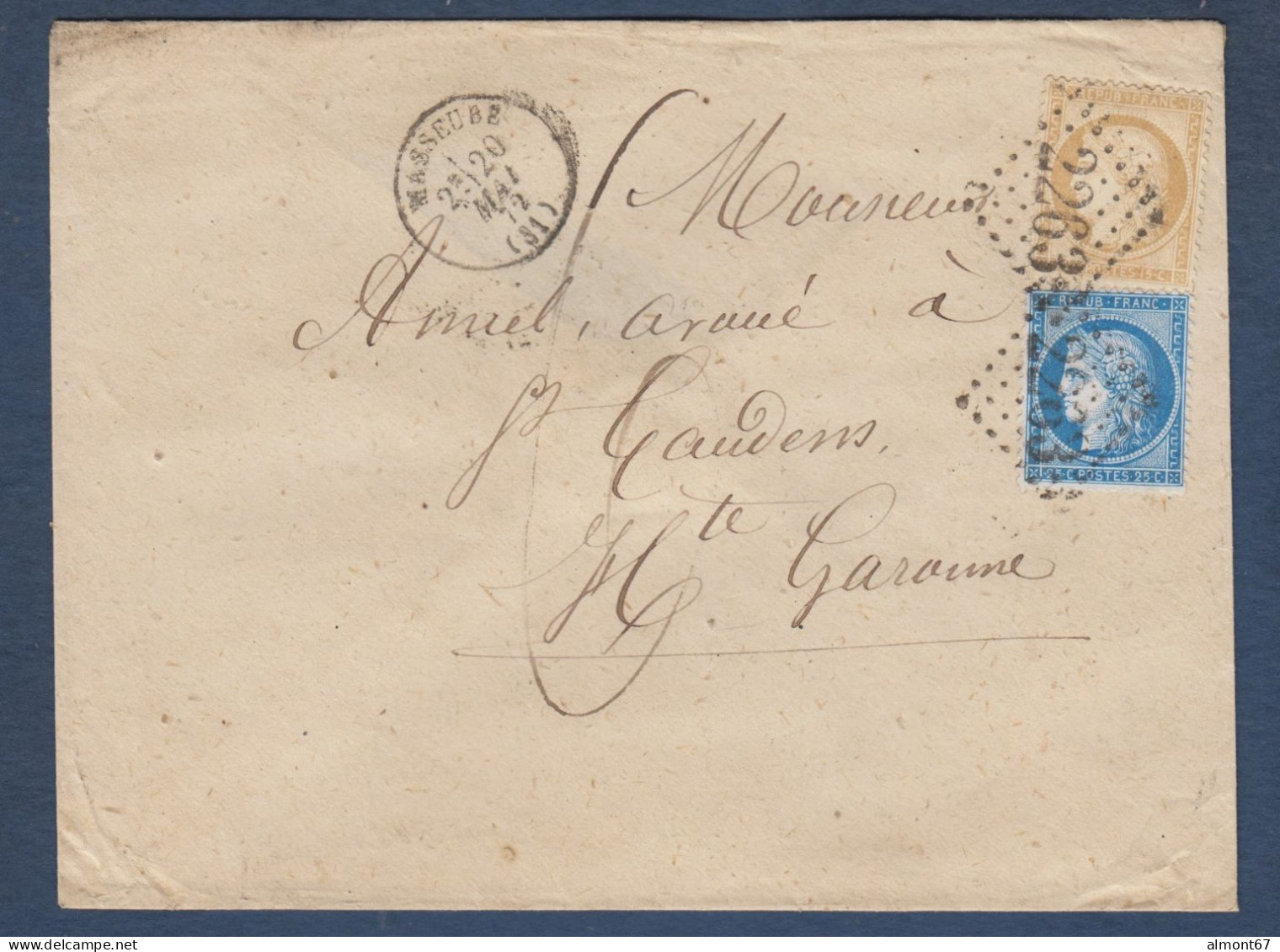 Gers - Enveloppe GC 2263  Cachet 16  MASSEUBE - 1849-1876: Période Classique