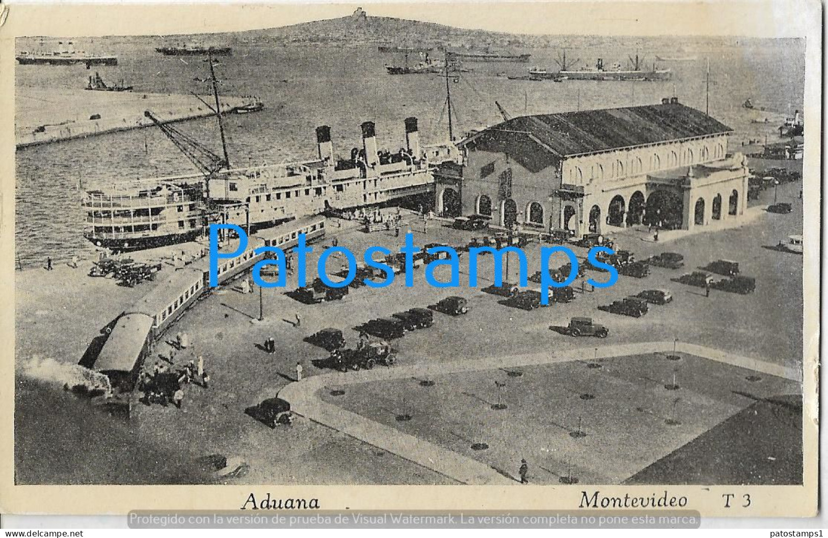 229086 URUGUAY MONTEVIDEO LA ADUANA & SHIP TREN TRAIN POSTAL POSTCARD - Uruguay