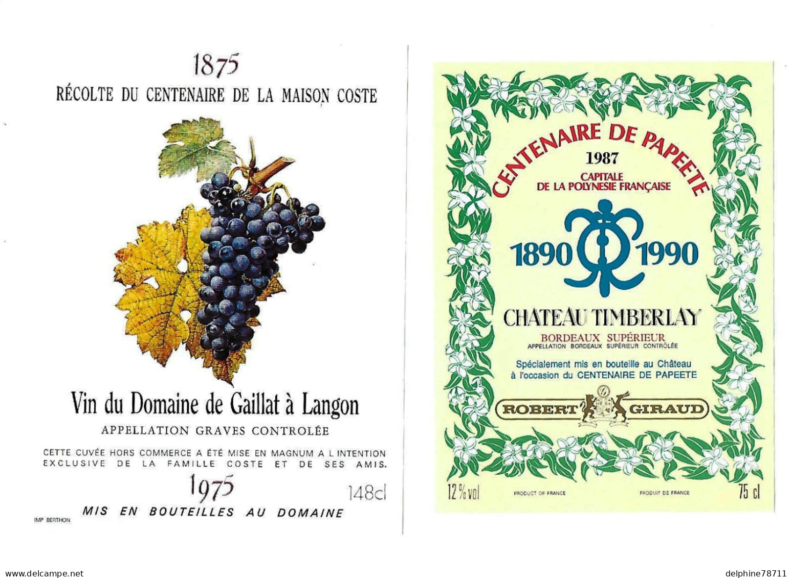 Lot De 2 étiquettes Neuves De Vin - Other & Unclassified