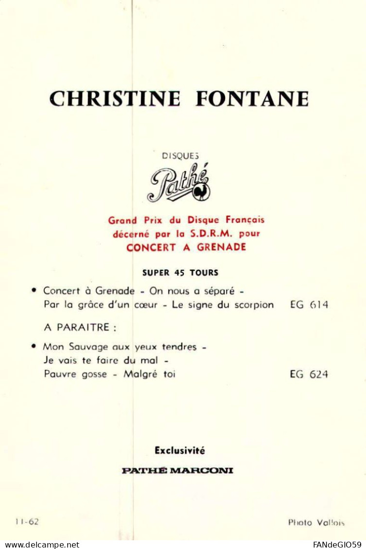 Chanteurs & Musiciens      ///           CHRISTINE  FONTANE / DEDICASSEE/  /// 114 - Singers & Musicians