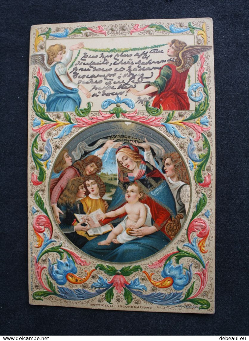 Italie - Botticelli-Incoronazione , Très Belle Carte Gaufrée Envoyée En 1904 - Peintures & Tableaux