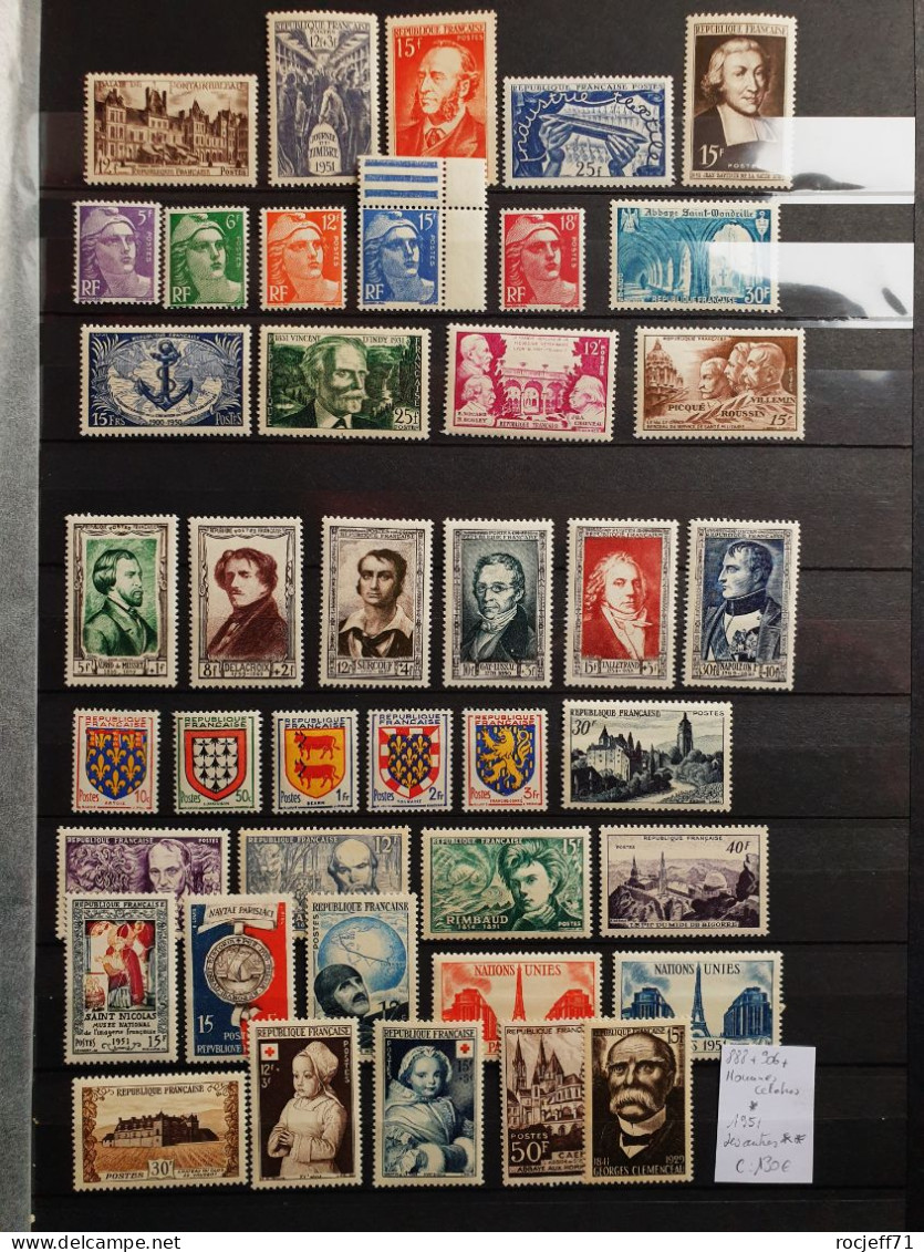 05 - 24 - France - Année 1951 ** - MNH - N° 888 + 906 + Série Hommes Célèbres * - MH  - Cote : 130 Euros - Unused Stamps