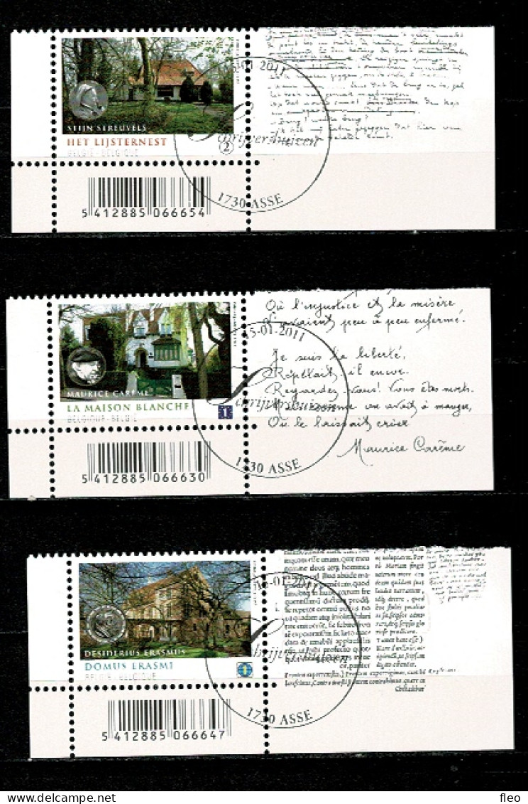 2011 4092/4094 Postfris Met 1édag Stempel : HEEL MOOI ! MNH Avec Cachet 1er Jour "Maisons D'écrivains / Schrijver..... " - Neufs