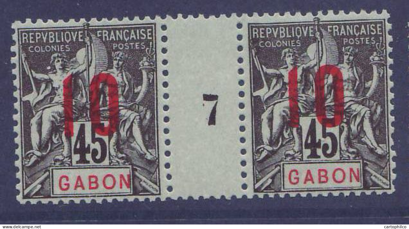 Gabon ** Nï¿½7 Type Groupe 10c Sur 45 Millesime 7 Luxe (tirage 2586) - Neufs