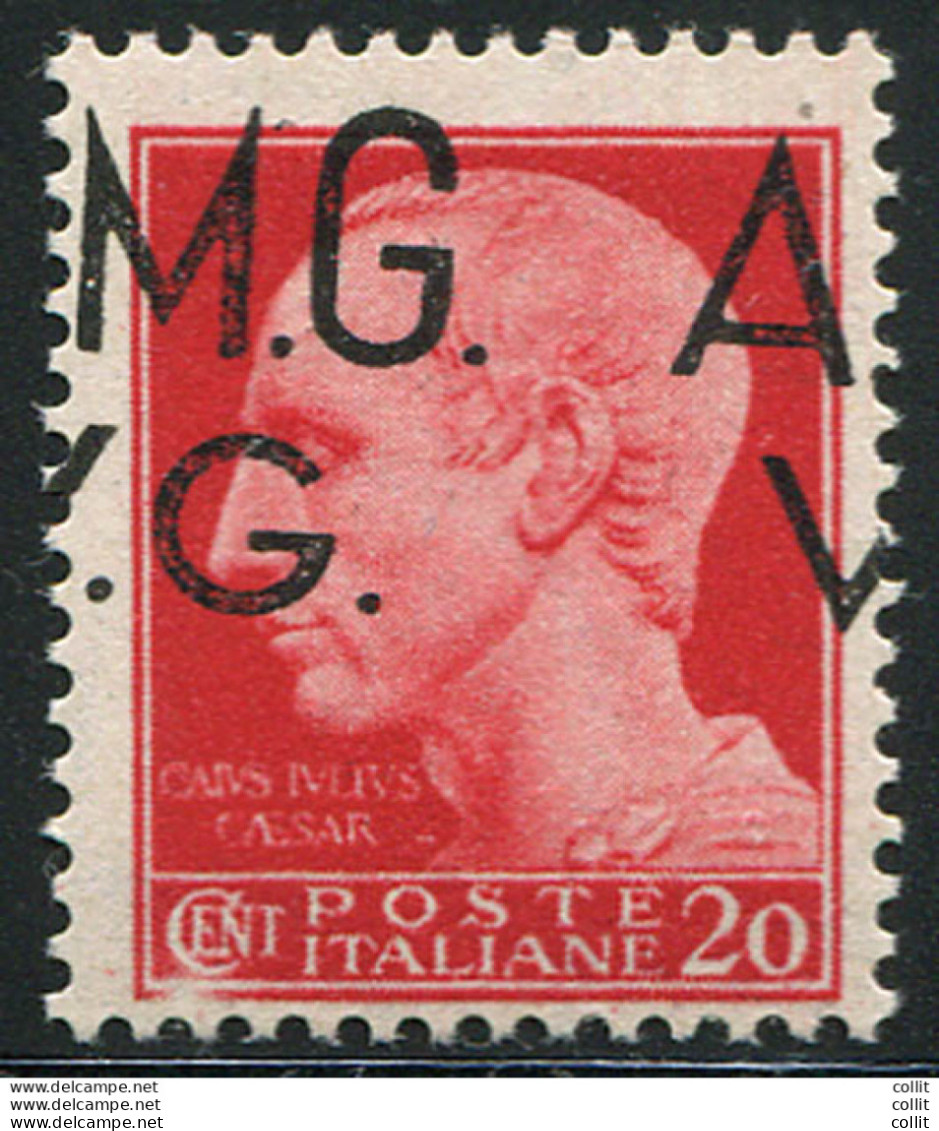 AMG. VG. - Cent. 20 Soprastampa Spostata "M.G. A." - Mint/hinged