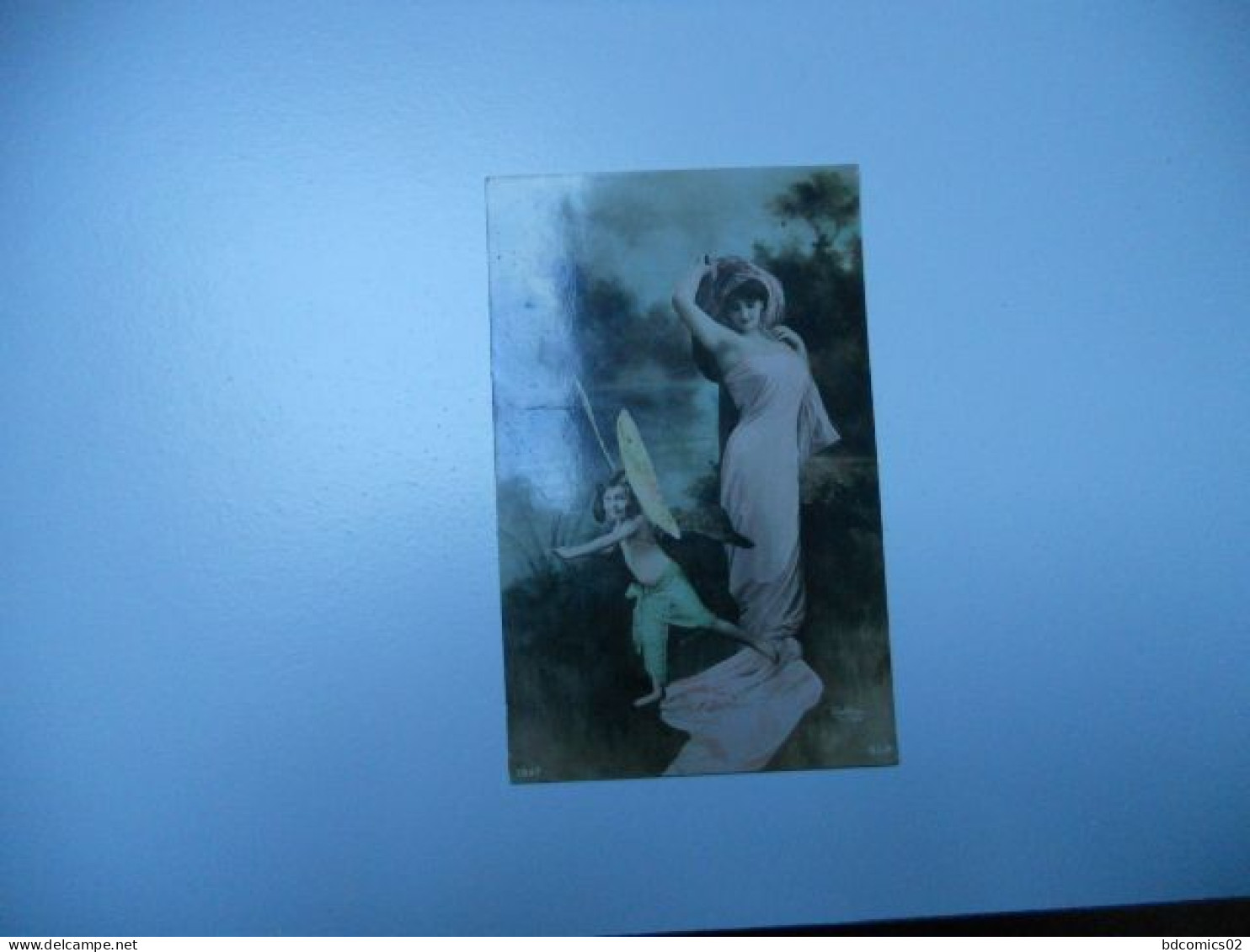 CARTE ANCIENNE COULEUR    PORTRAIT DE FEMME ET PETIT ENFANT AVEC AILE  Papillon SIGNE REUTLINGER N°1347 S I P 1900 ///// - Photographs