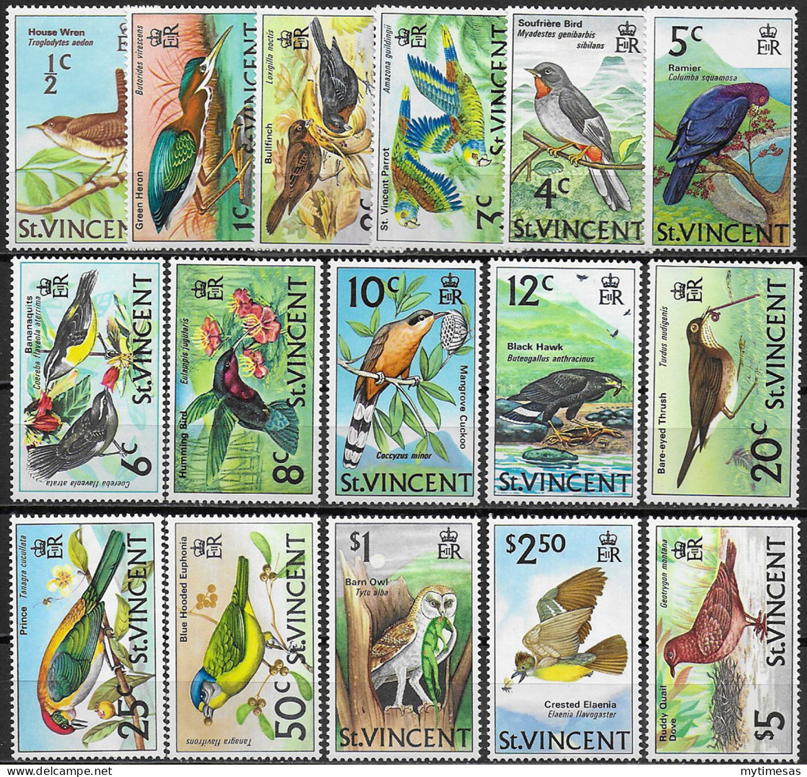 1970 St Vincent Birds 16v. MNH SG N. 285/300 - Other & Unclassified