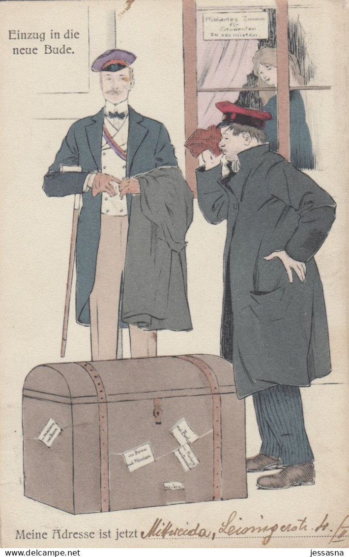 AK - Juxkarte - Einzug In Die Neue Bude - 1910 - Humour