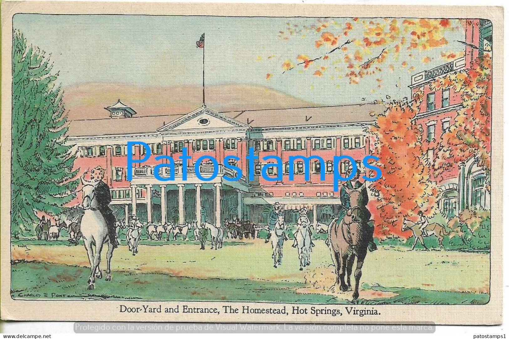 229090 US VIRGINIA DOOR YARD AND ENTRANCE THE HOMESTEAD HOT SPRINGS CIRCULATED TO ARGENTINA POSTAL POSTCARD - Other & Unclassified