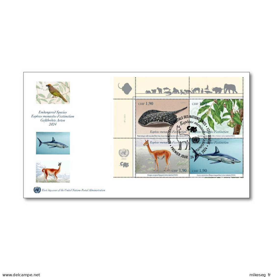 ONU Genève 2024 - CITES - Espèces En Danger Endangered Species Gefährdete Arten FDC (voir Description) - Blocks & Sheetlets
