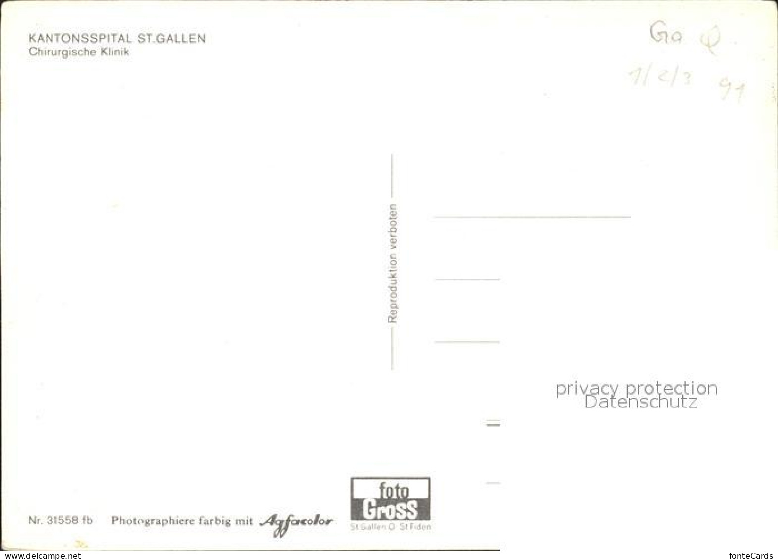 12012319 St Gallen SG Kantonsspital Chirurgische Klinik St. Gallen - Autres & Non Classés