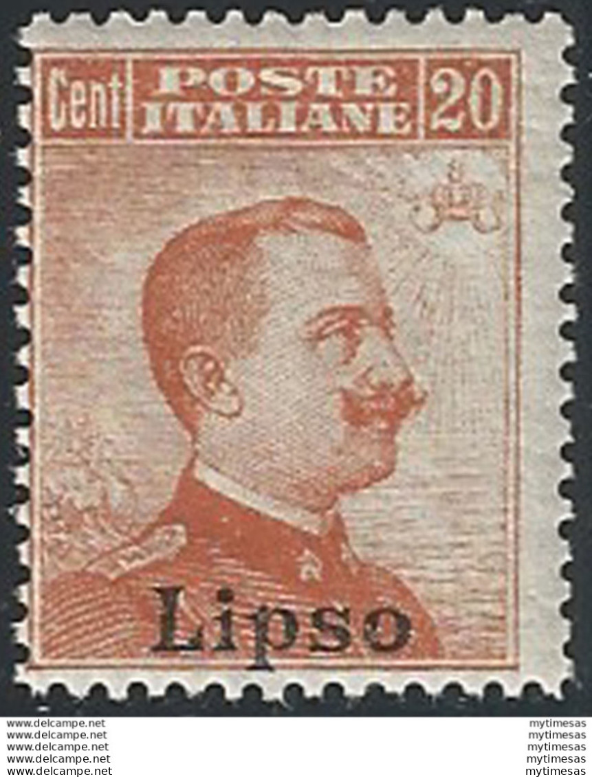 1917 Egeo Lipso 20c. Arancio Mc MNH Sassone N. 9 - Other & Unclassified