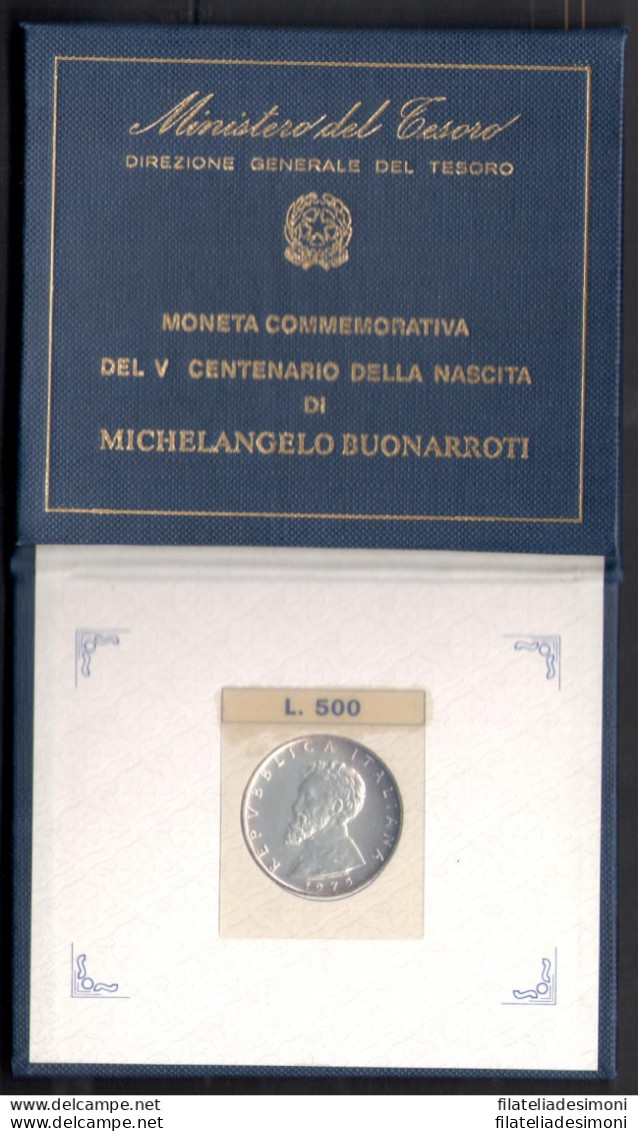 1975 Italia - Repubblica - 500 Lire Argento Michelangelo Buonarroti - FDC - 500 Lire
